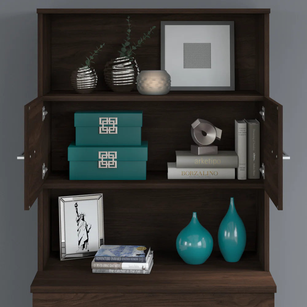 Black Walnut Storage Cabinet with Hutch