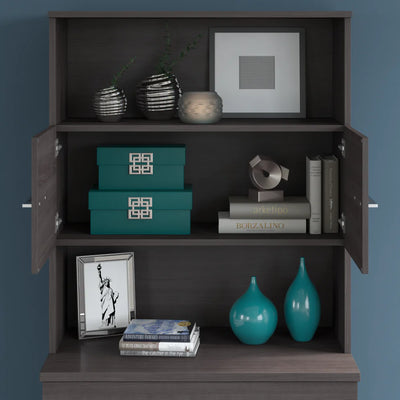 Storm Gray Storage Cabinet with Hutch