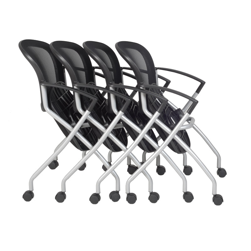 Set of 4 Conference Chairs with Arms & Casters