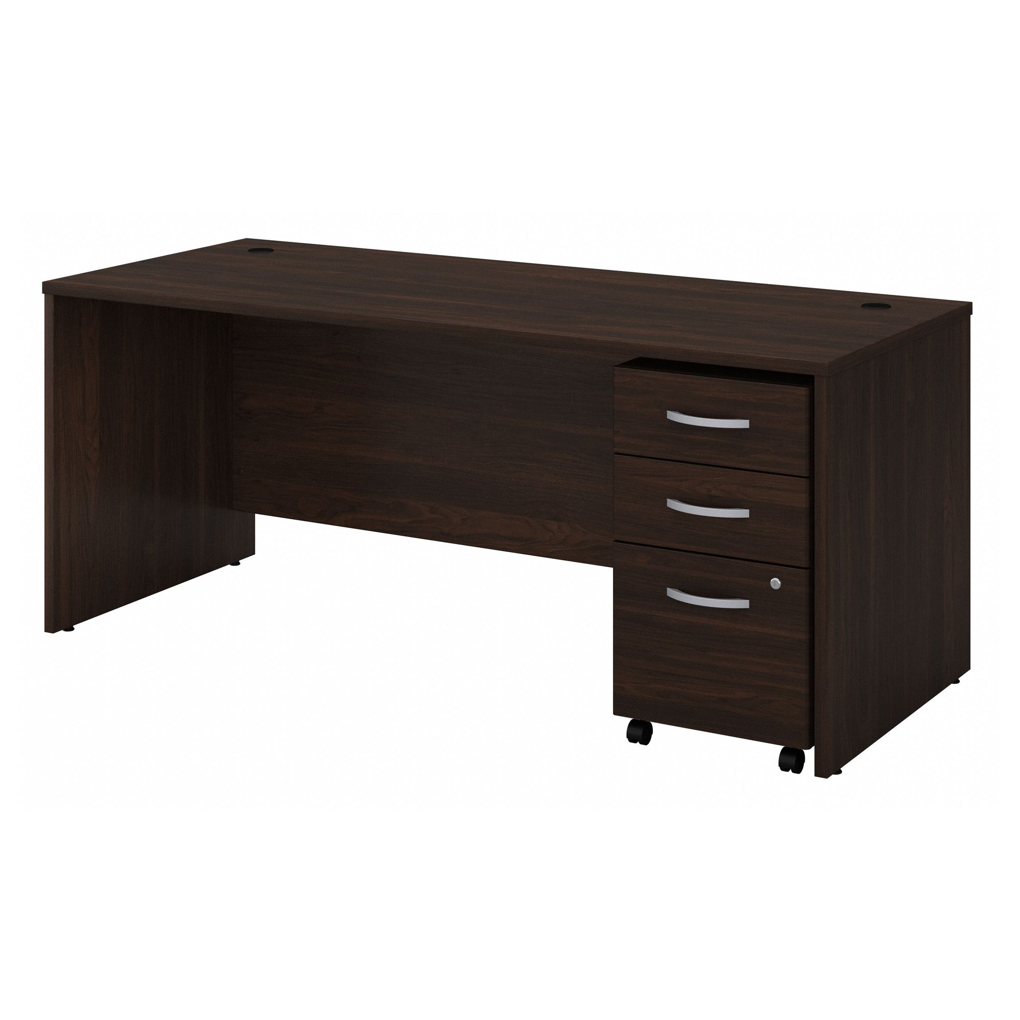 Black Walnut 72" Modern Office Desk with Mobile Pedestal
