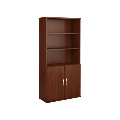 36" Modern Tall Bookcase with Doors in Hansen Cherry