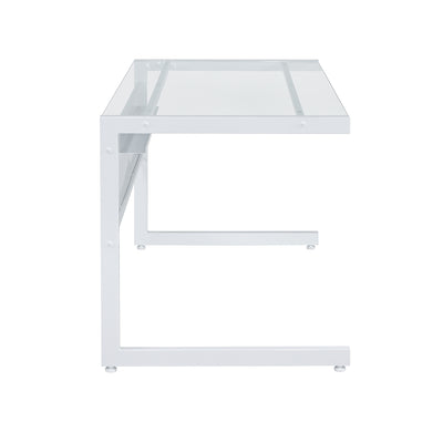 50" White C-Shaped Modern Glass Top Desk