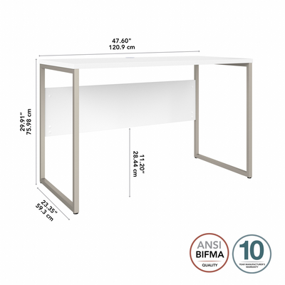 48" Elegant Modern Office Desk with Metal Legs in White