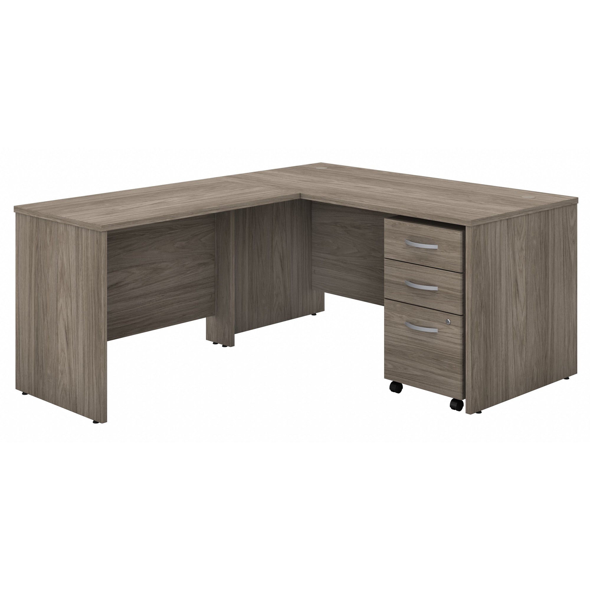 Modern Hickory 72" x 72" L-shaped Desk with Mobile Pedestal