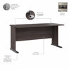 60" Rugged Modern Office Desk in Storm Gray