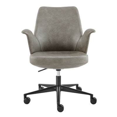 Flared Arm Gray Leather Office Chair