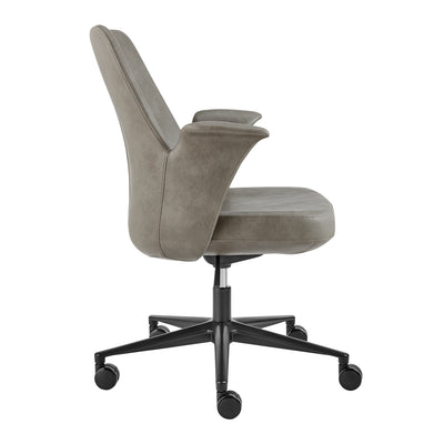 Flared Arm Gray Leather Office Chair