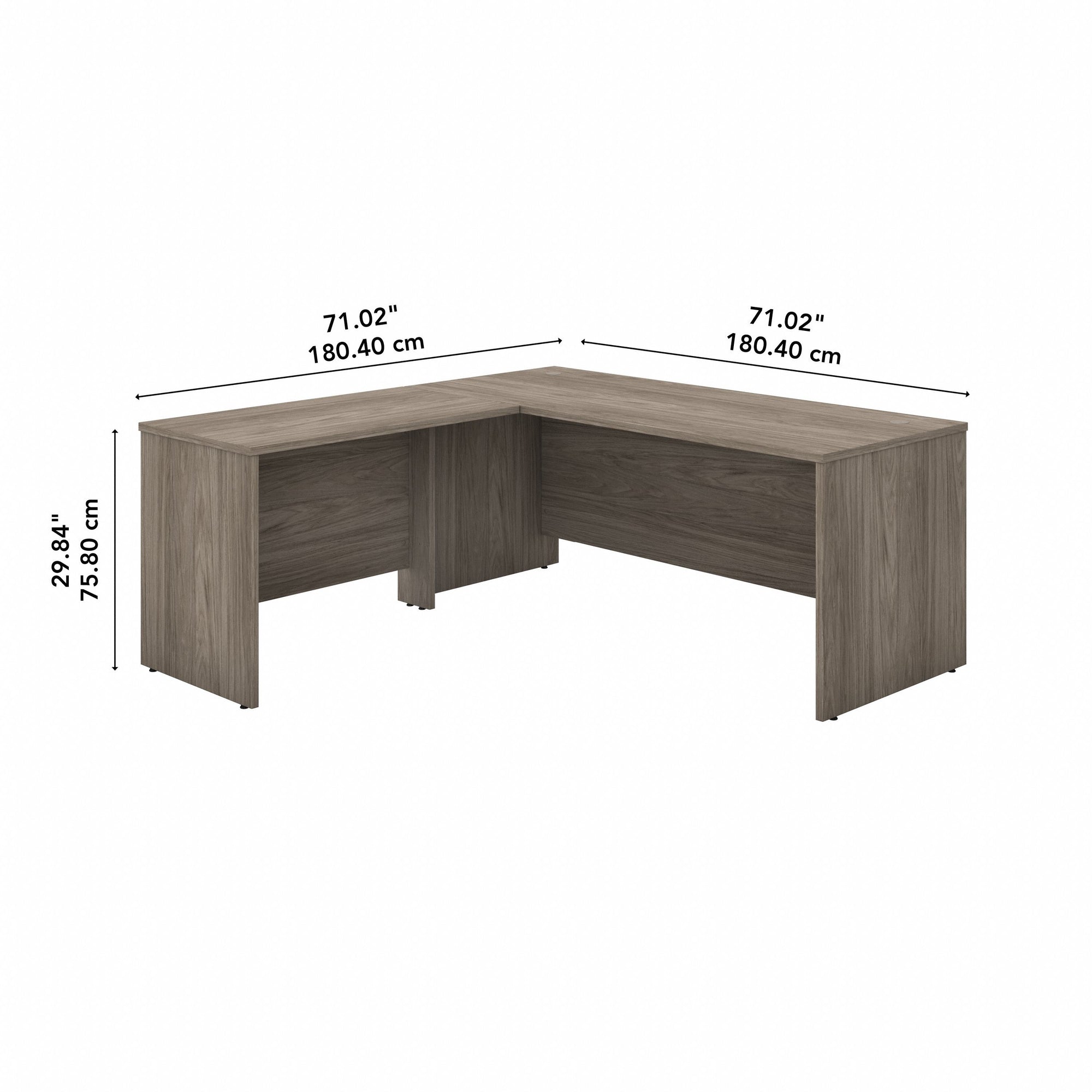Modern Hickory 72"x 72" Premium L-Shaped Modern Office Desk