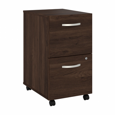 16" Pre-Assembled Mobile 2-Drawer File Cabinet in Black Walnut