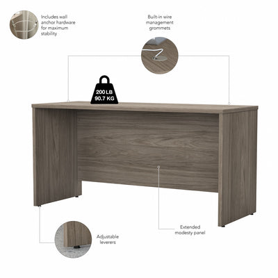 60" Premium Modern Office Desk with Privacy Panel in Modern Hickory
