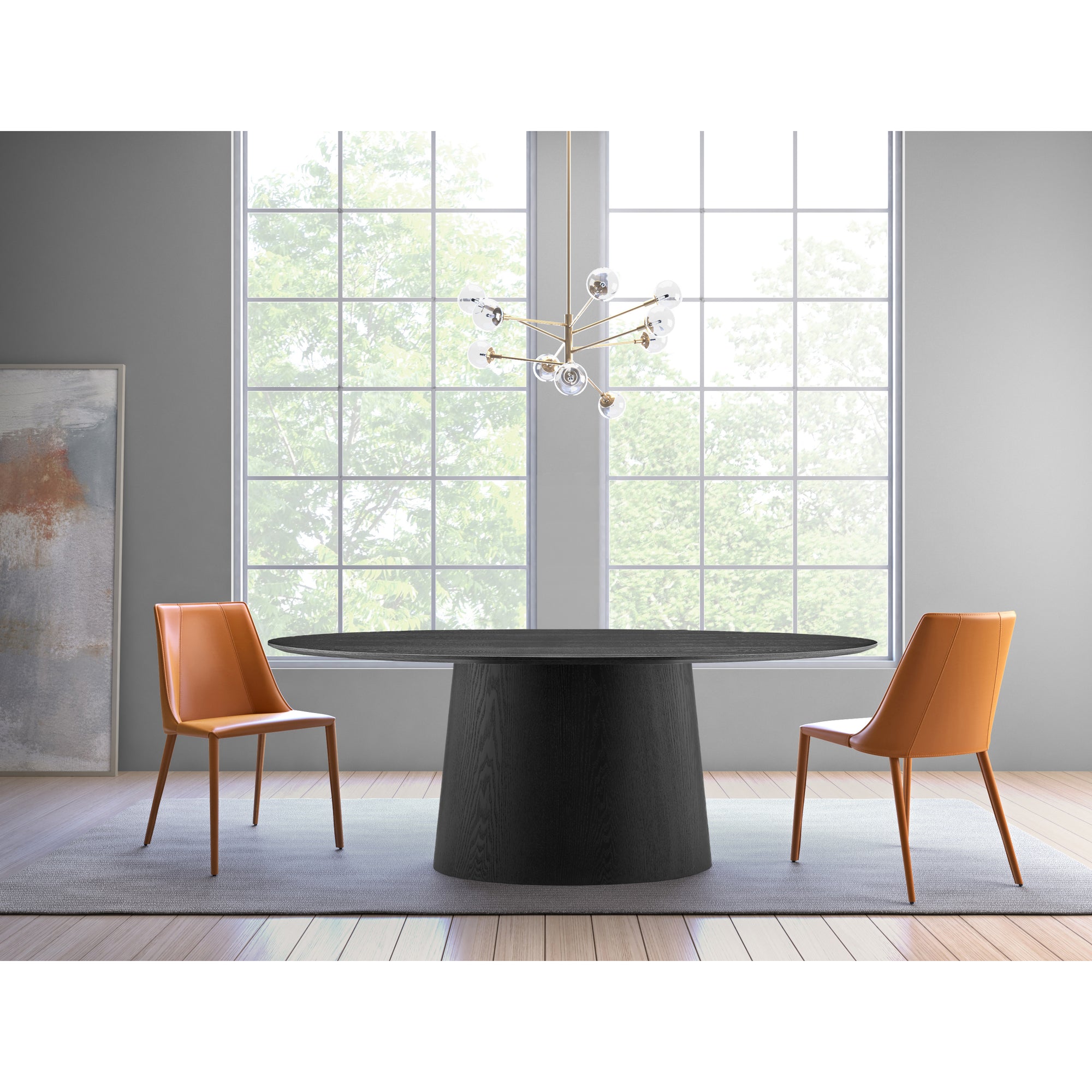 Modern Matte Black 79" Oval Conference Table