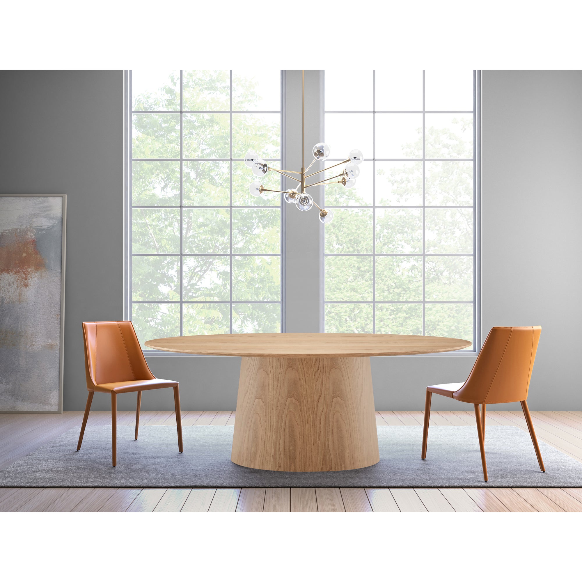 Modern 79" Oval Conference Table in Oak Finish