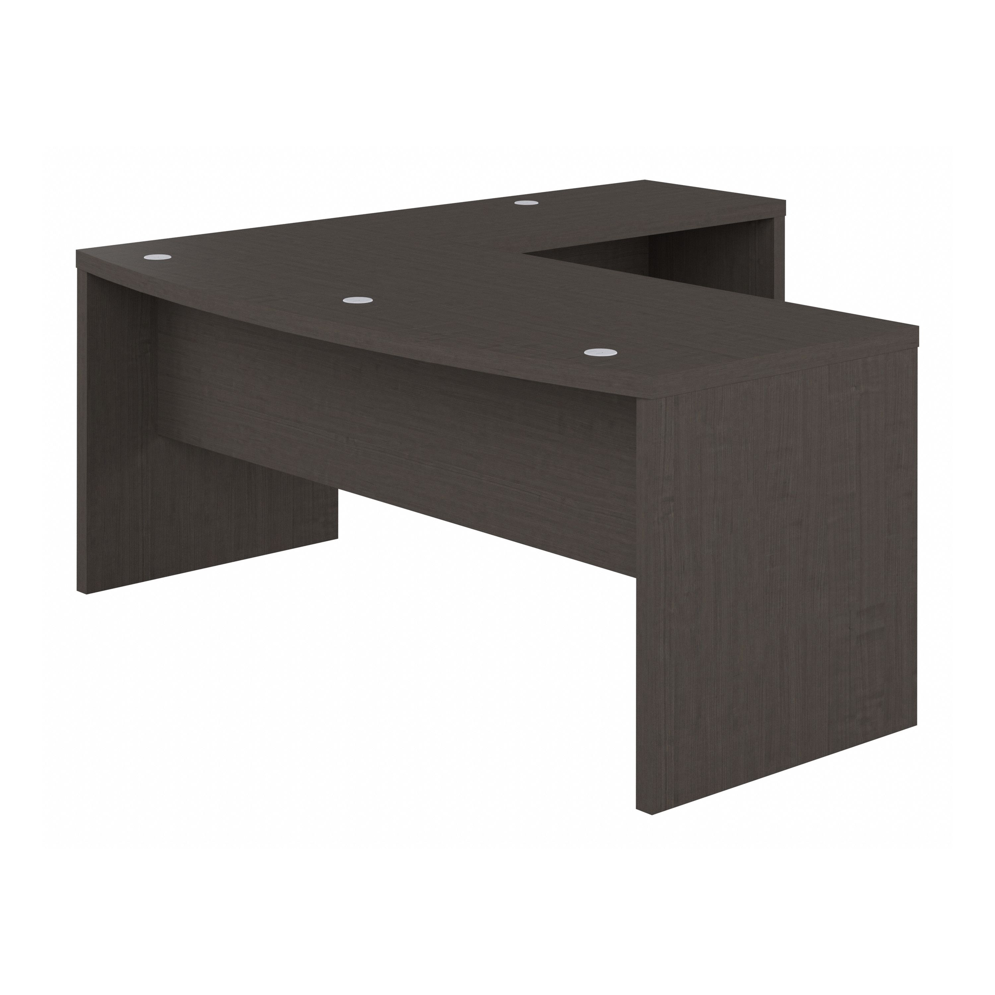72" Modern L-Shaped Bow-Front Office Desk in Charcoal Maple
