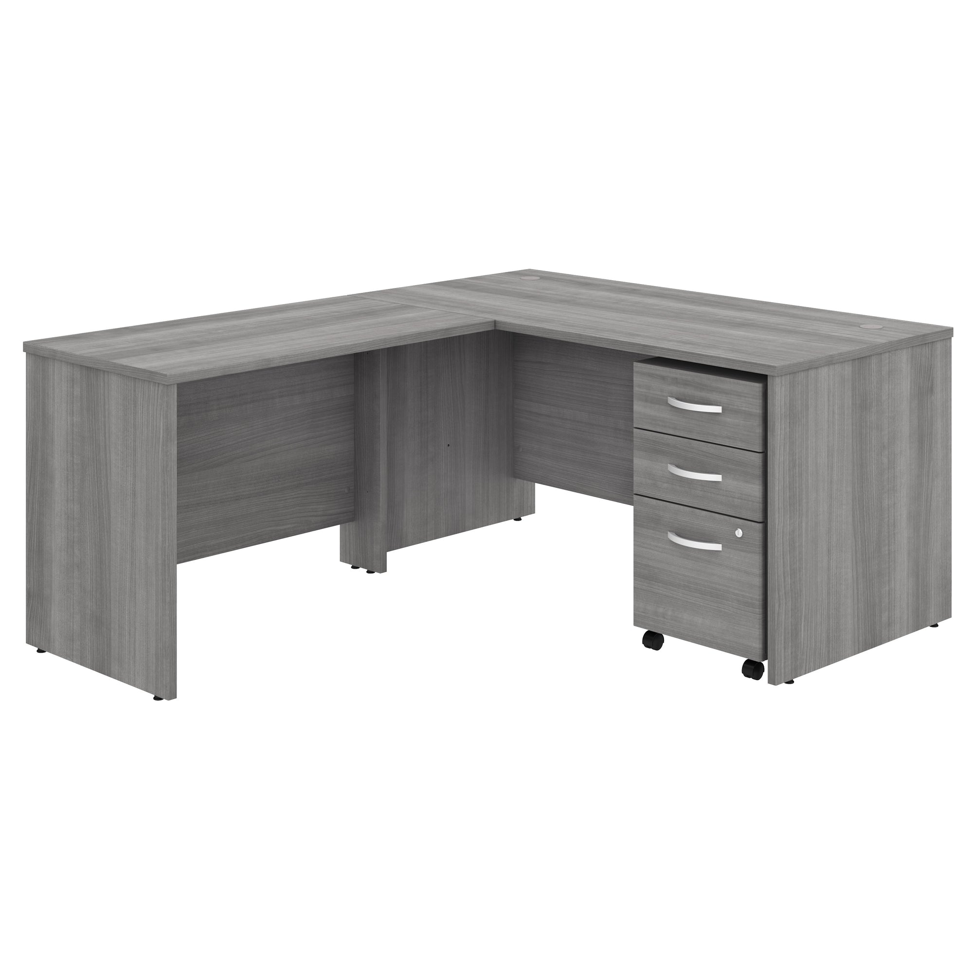 Platinum Gray 60" x 72" Modern L-shaped Office Desk with Mobile File