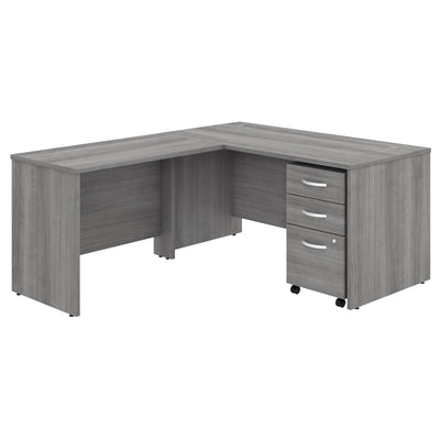 Platinum Gray 60" x 72" Modern L-shaped Office Desk with Mobile File