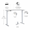 72" Standing Office Desk in White with Metallic Base