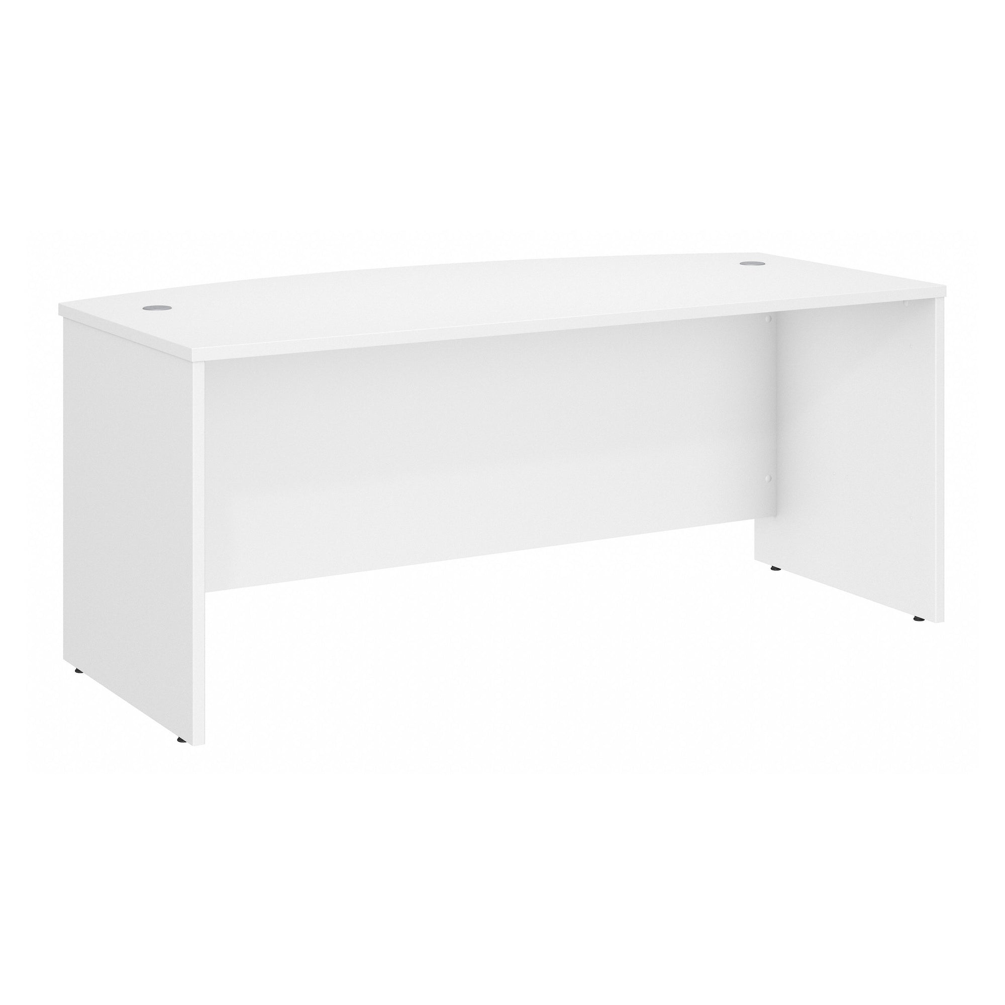 72" Modern Bow-Front Office Desk with Privacy Panel in White