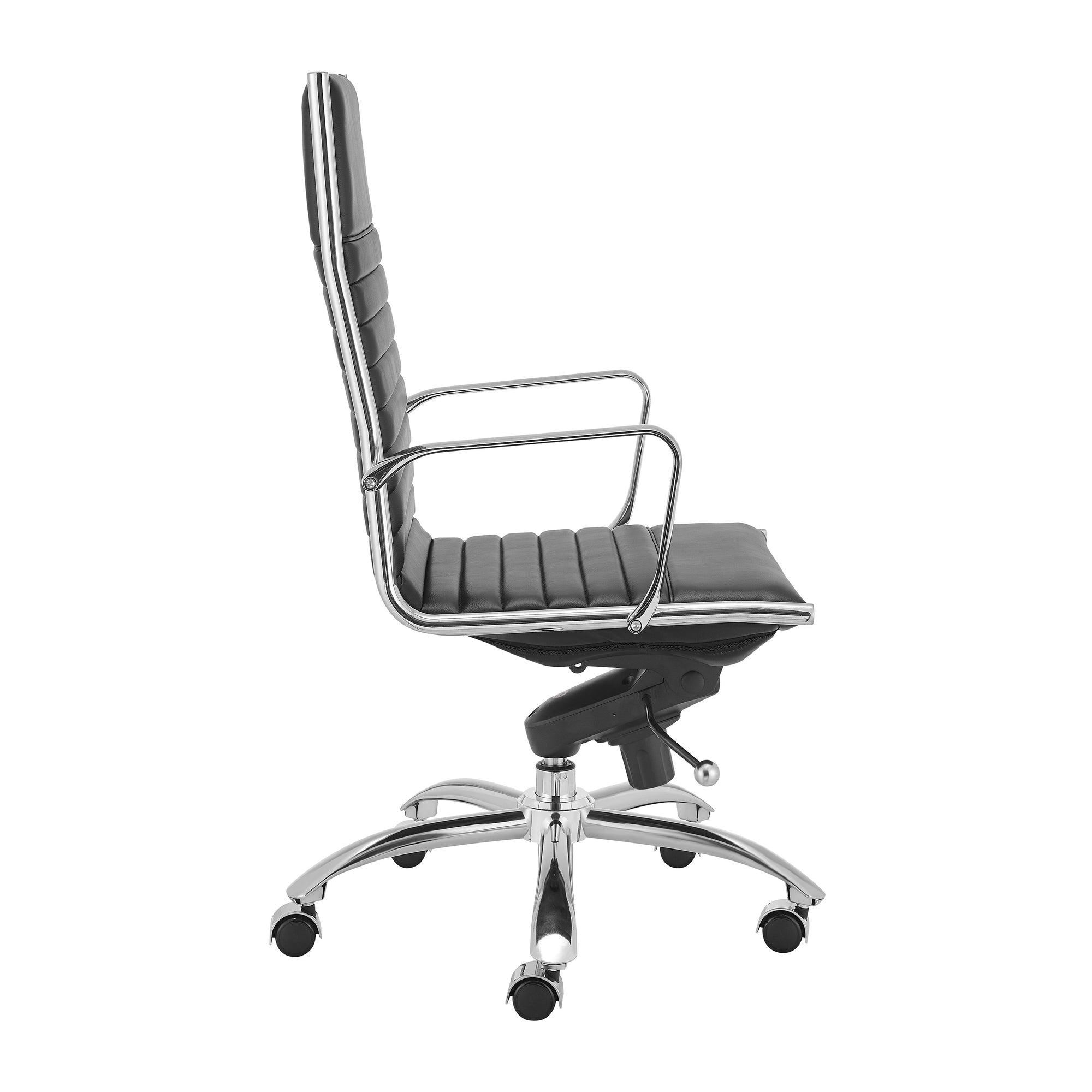 Black Leather & Chrome High Back Modern Office Chair