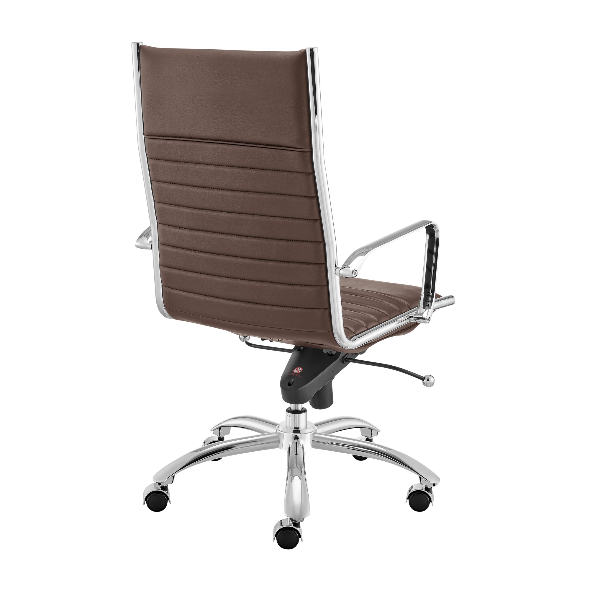 Brown Leather & Chrome High Back Modern Office Chair