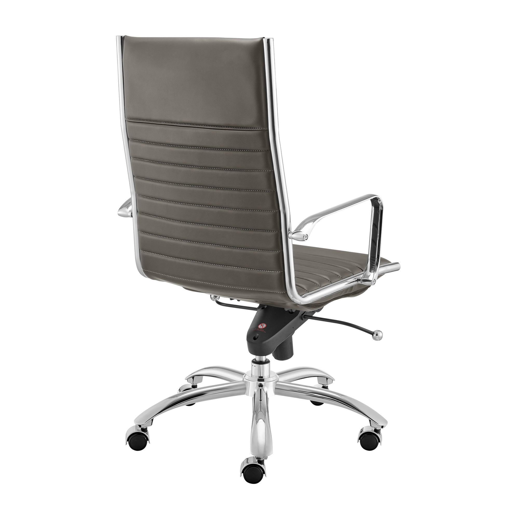 Gray Leather & Chrome High Back Modern Office Chair
