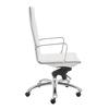 White Leather & Chrome High Back Modern Office Chair