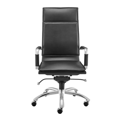 High Back Black Leather & Chrome Modern Office Chair