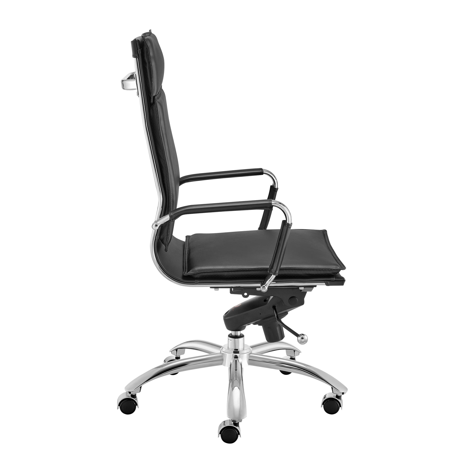 High Back Black Leather & Chrome Modern Office Chair