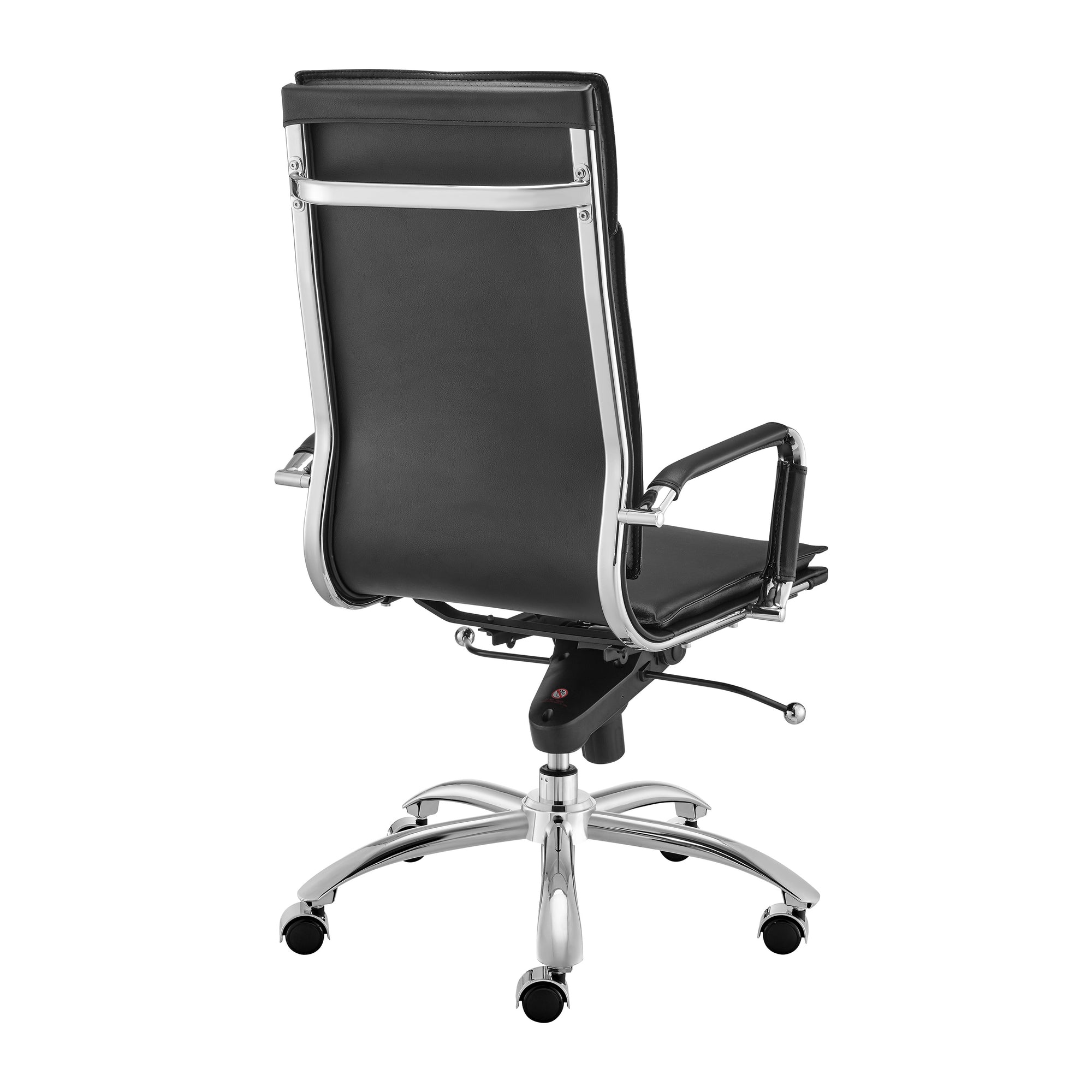 High Back Black Leather & Chrome Modern Office Chair