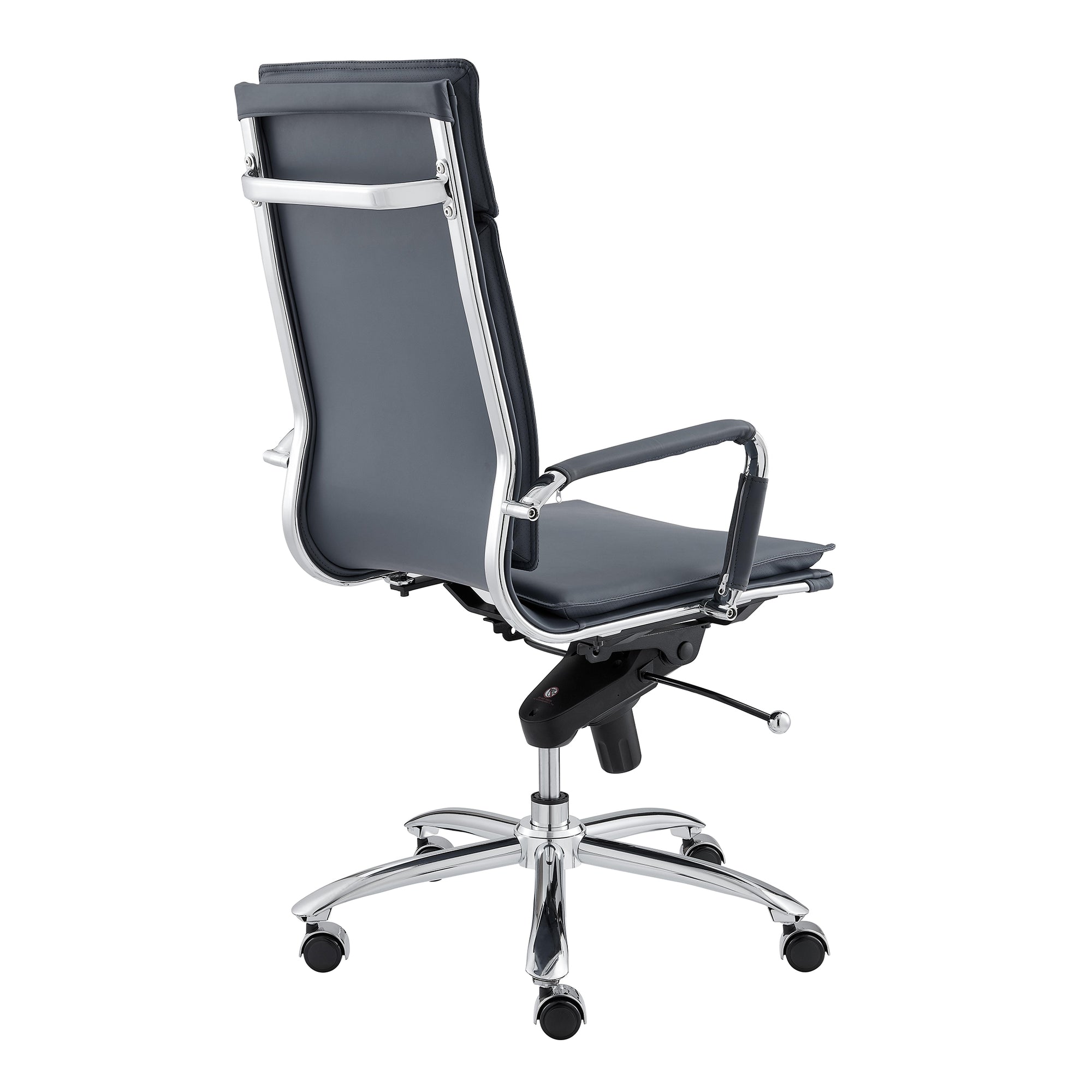 High Back Blue Leather & Chrome Modern Office Chair