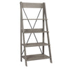 68" Gray Woodgrain Solid Wood Ladder Bookshelf