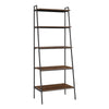 72" Dark Walnut & Metal Ladder Bookcase