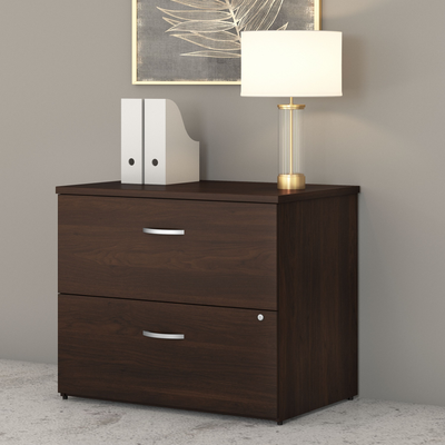 36" Pre-Assembled 2-Drawer Lateral File Cabinet in Black Walnut