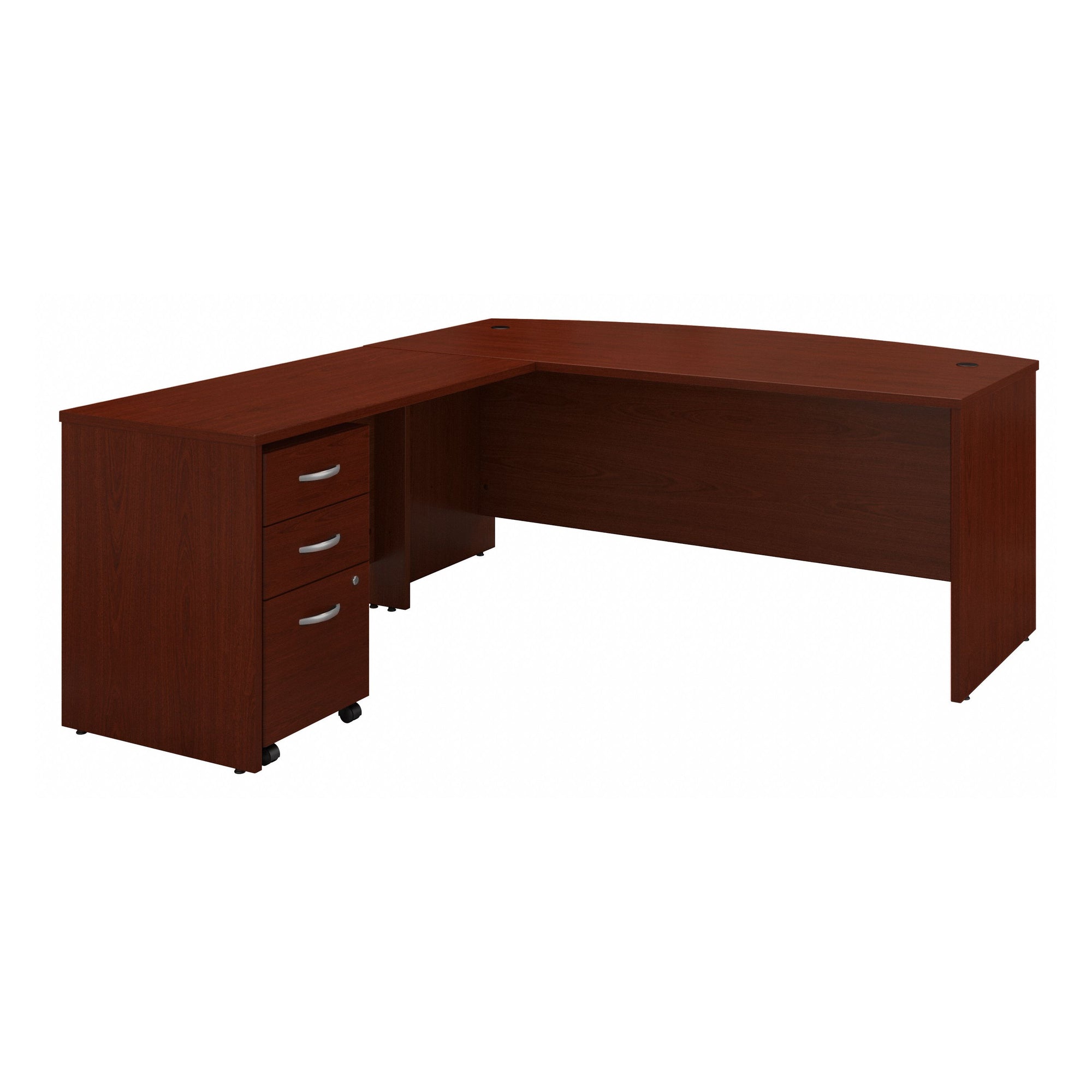 Mahogany Bow-Front Desk with Mobile Pedestal