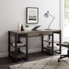 60" Gray Woodgrain Executive Desk with Built-in Shelving