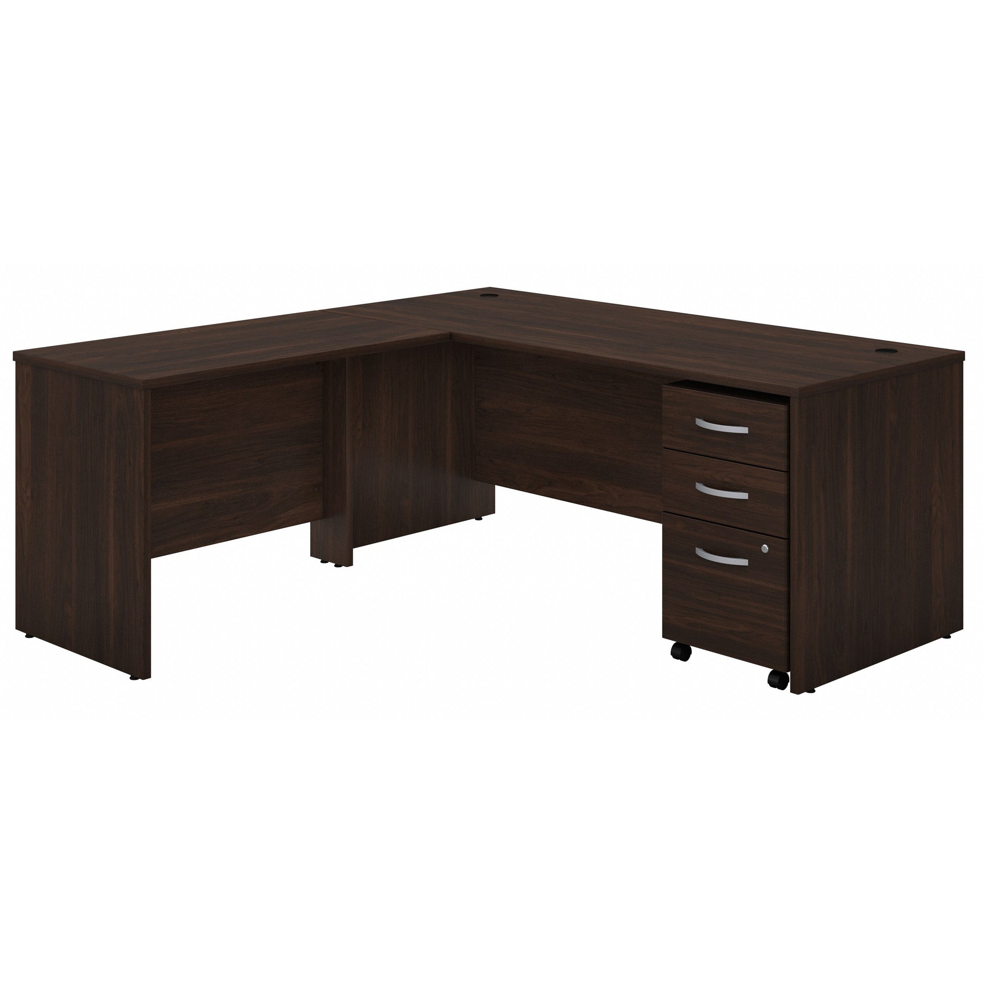Black Walnut 72" x 72" L-shaped Desk with Mobile Pedestal