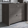 72" Modern L-Shaped Bow-Front Office Desk in Charcoal Maple
