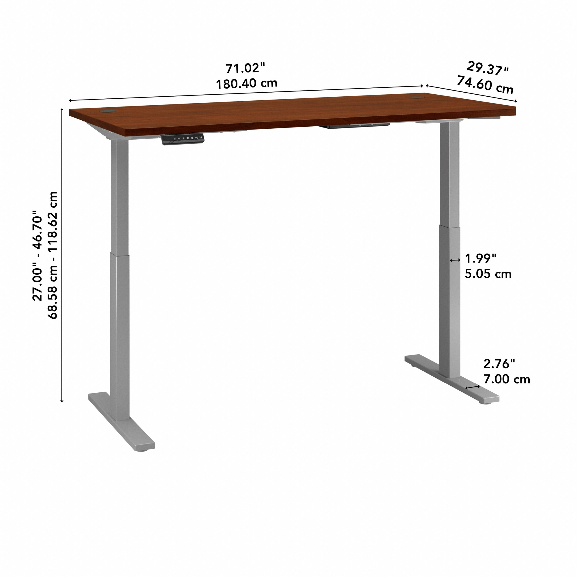 72" Modern Standing Office Desk in Hansen Cherry with Metallic Base