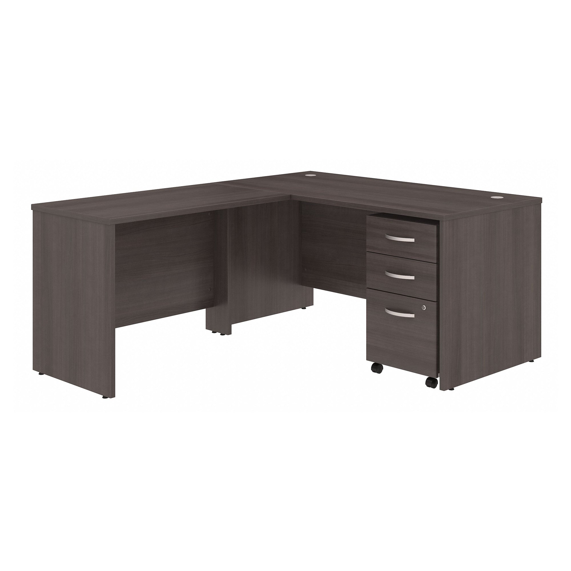 60" x 72" Modern L-shaped Office Desk with Mobile File in Storm Gray