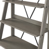 68" Gray Woodgrain Solid Wood Ladder Bookshelf