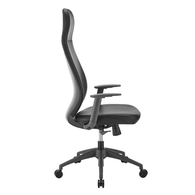 Ultra High Back Ergonomic Black Leather Office Chair