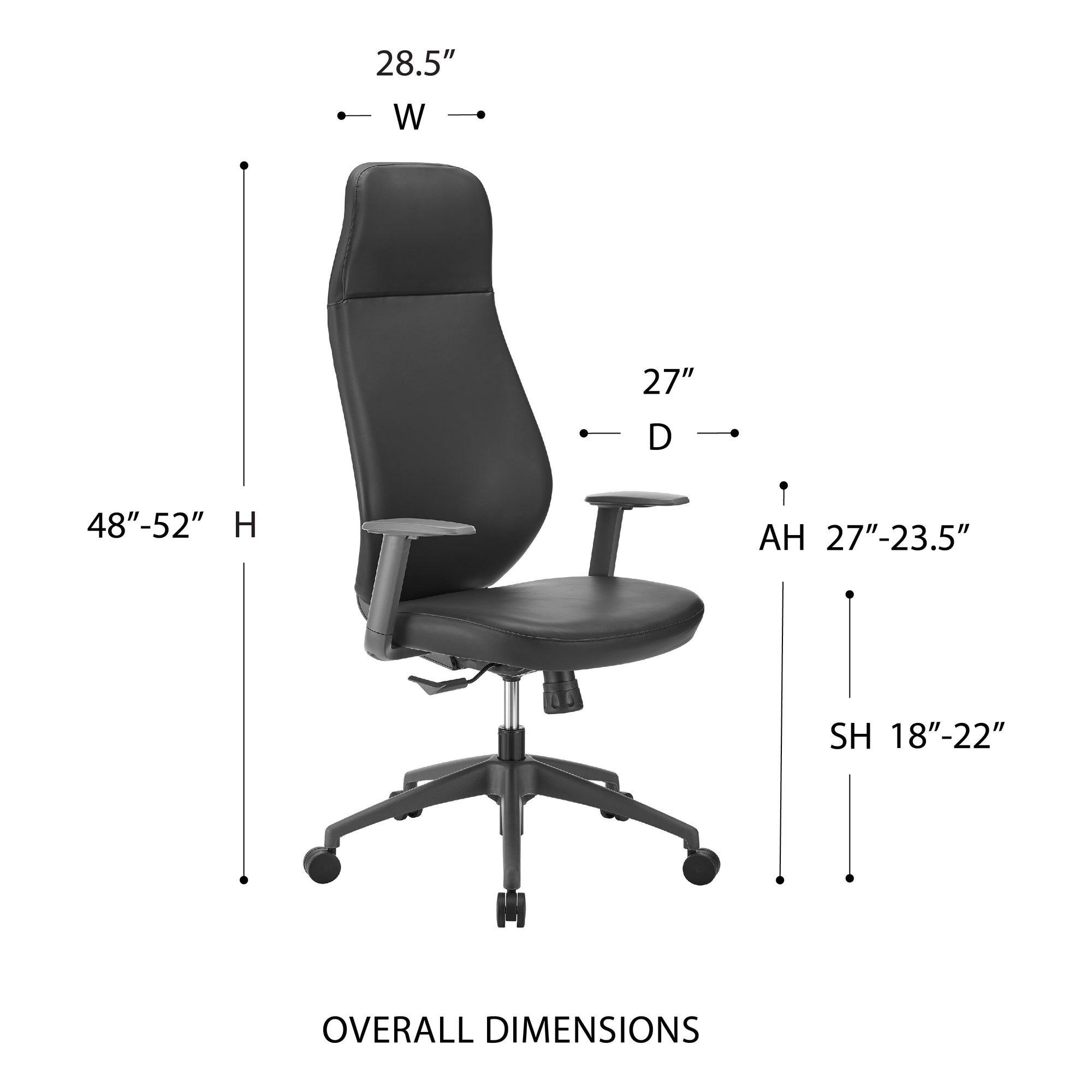 Ultra High Back Ergonomic Black Leather Office Chair