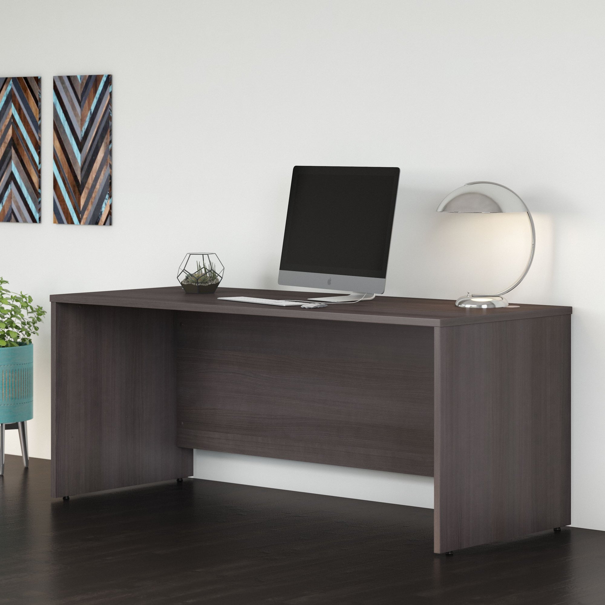 72" Modern Office Desk with Privacy Panel in Storm Gray