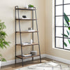 72" Rustic Oak & Metal Ladder Bookcase