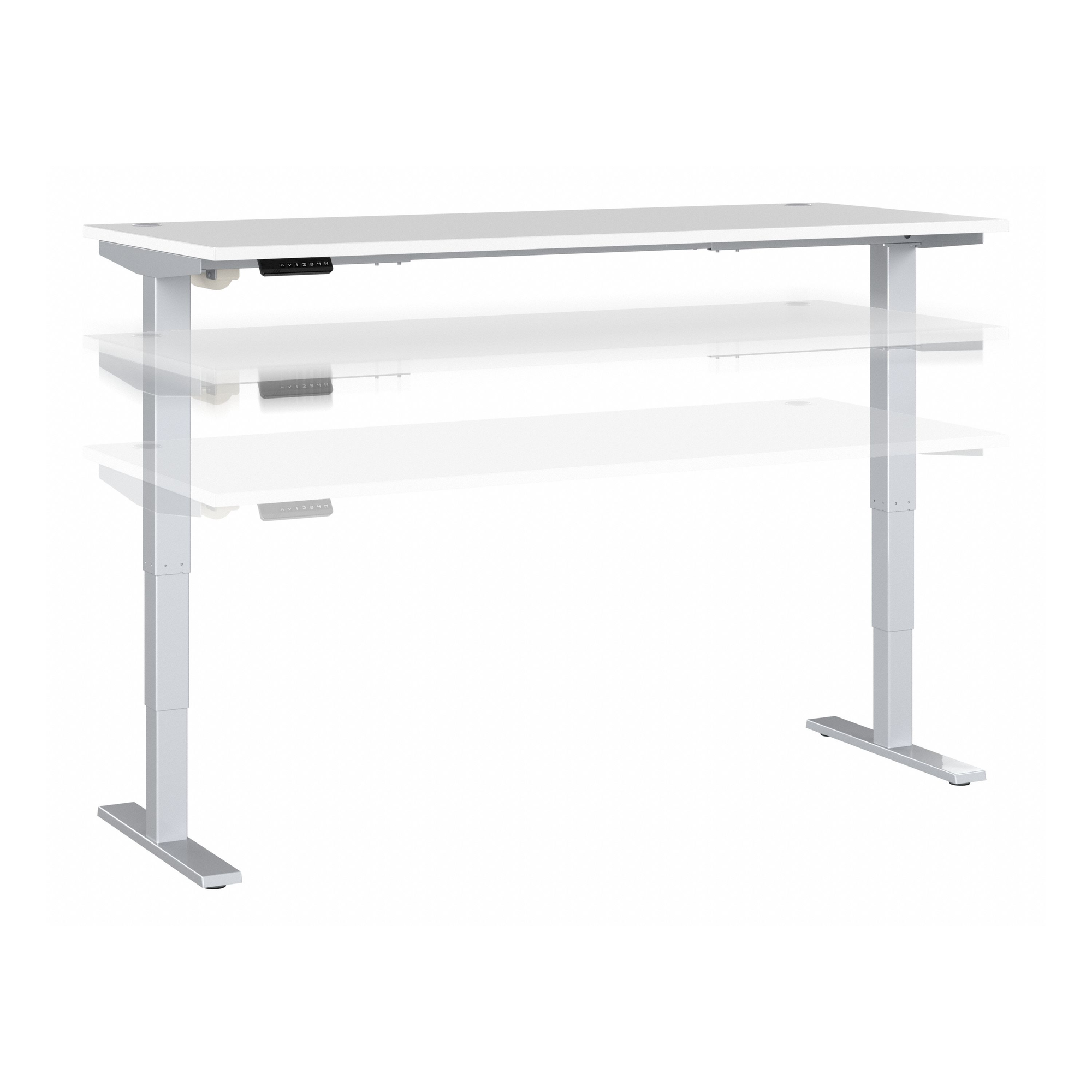 72" Standing Office Desk in White with Metallic Base