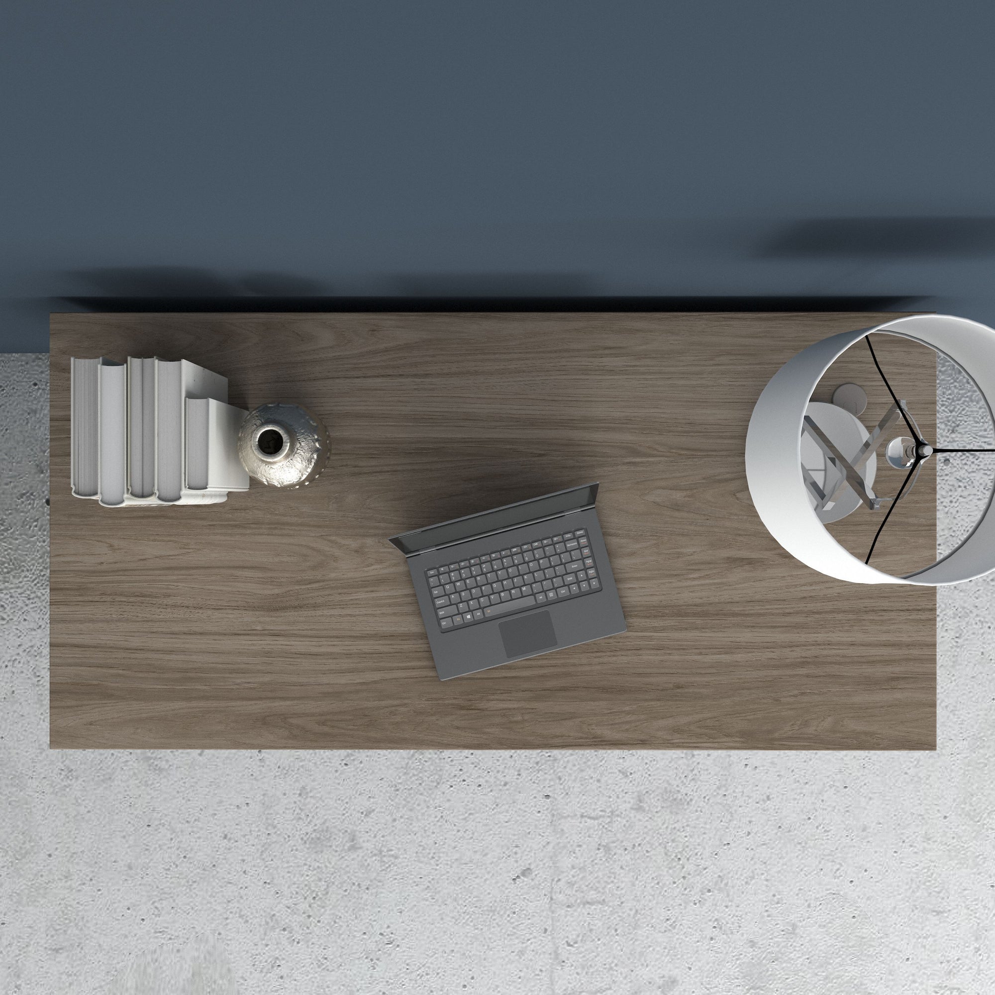 60" Rugged Modern Office Desk with Privacy Panel in Modern Hickory