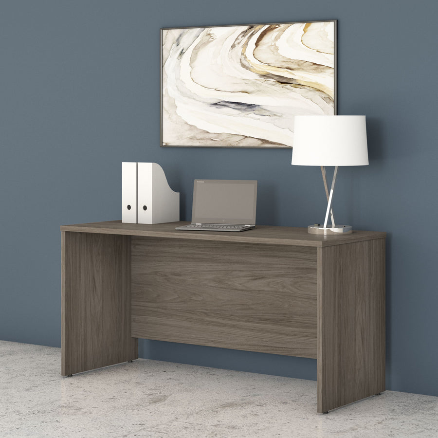 60" Premium Modern Office Desk with Privacy Panel in Modern Hickory