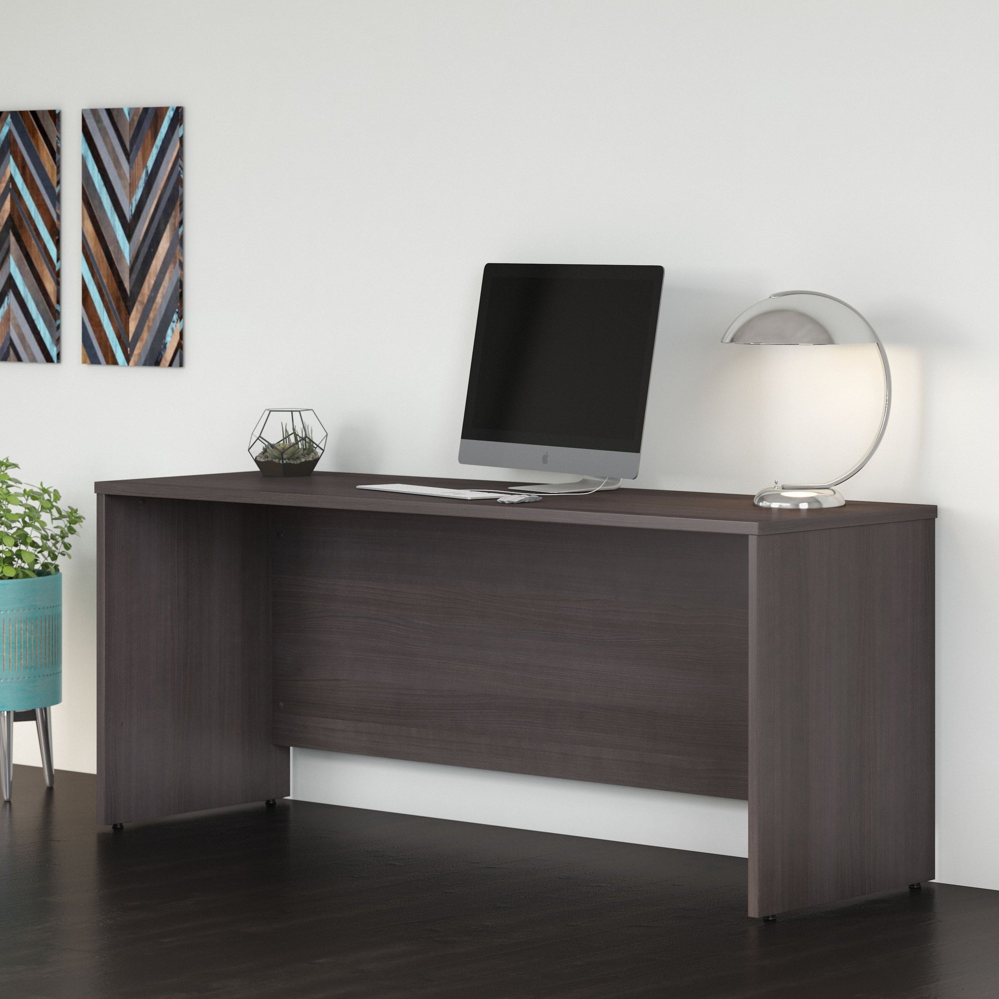 72" Premier Modern Desk with Privacy Panel in Storm Gray