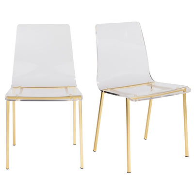 Clear Acrylic and Brushed Gold Office Chairs (Set of Two)