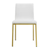 White Leather Guest Chair with Brushed Gold Stainless Legs (Set of Two)