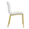 White Leather Guest Chair with Brushed Gold Stainless Legs (Set of Two)